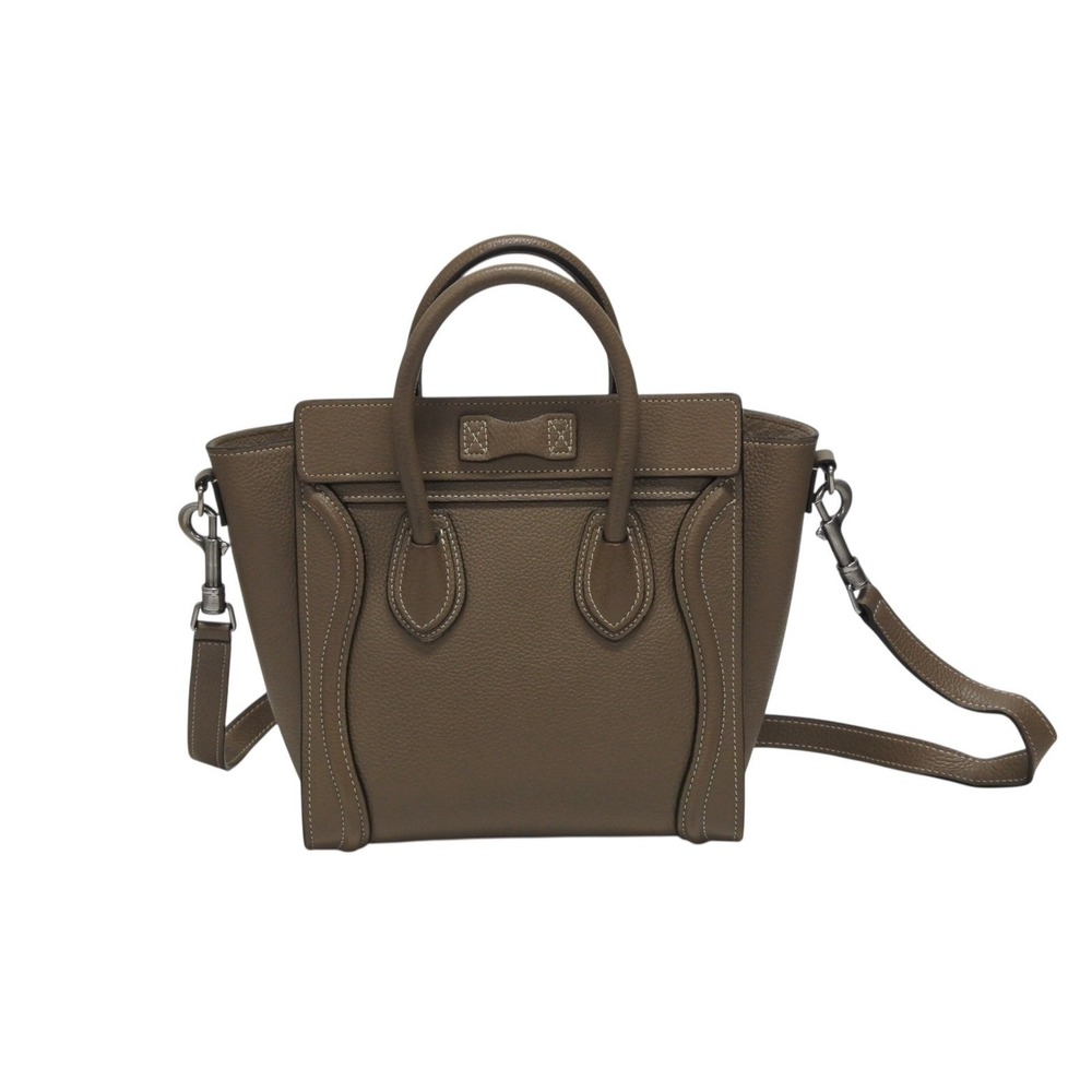 CELINE Luggage Shopper Handbag Shoulder Bag Calfskin Leather Black Beige Tan - Picture 3 of 10